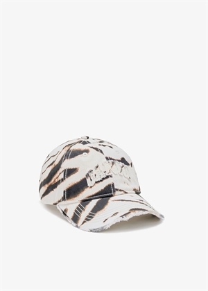 Printed zebra washed cotton canvas cap Egret B3020236 Ganni 